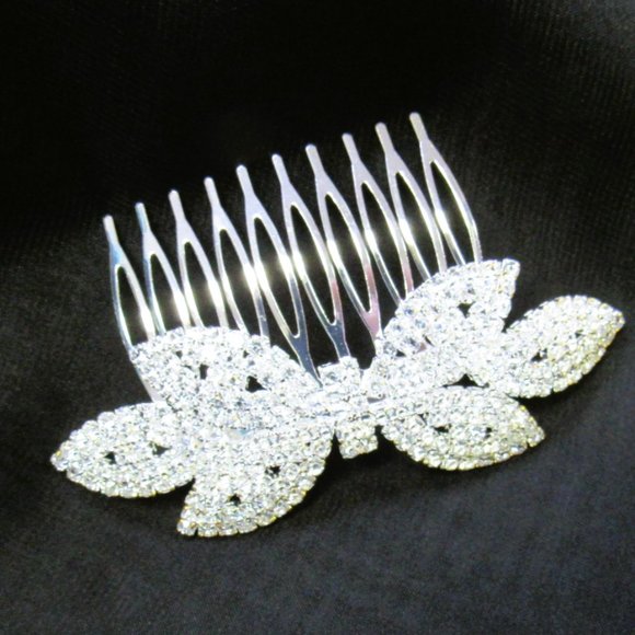 Sparkle Fancy Special Occasion Silver Rhinestone Hair Comb Bridal Prom Formal - Picture 4 of 4